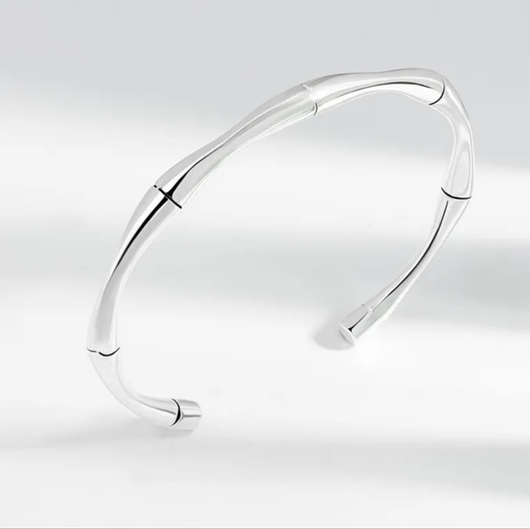 MEN | NEW Small Solid Bamboo S925 Adjustable Cuff Bracelet - Picture 16 of 16